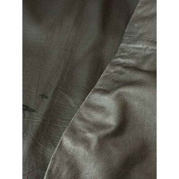 Avenue Y2K Vintage Leather Jacket Black Button Womens 26/28 Longline Collar FLAW - Picture 9 of 13